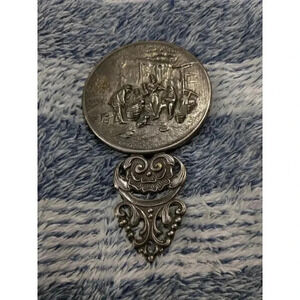 Vintage HANS JENSEN Silver Round Hand Mirror  with handle